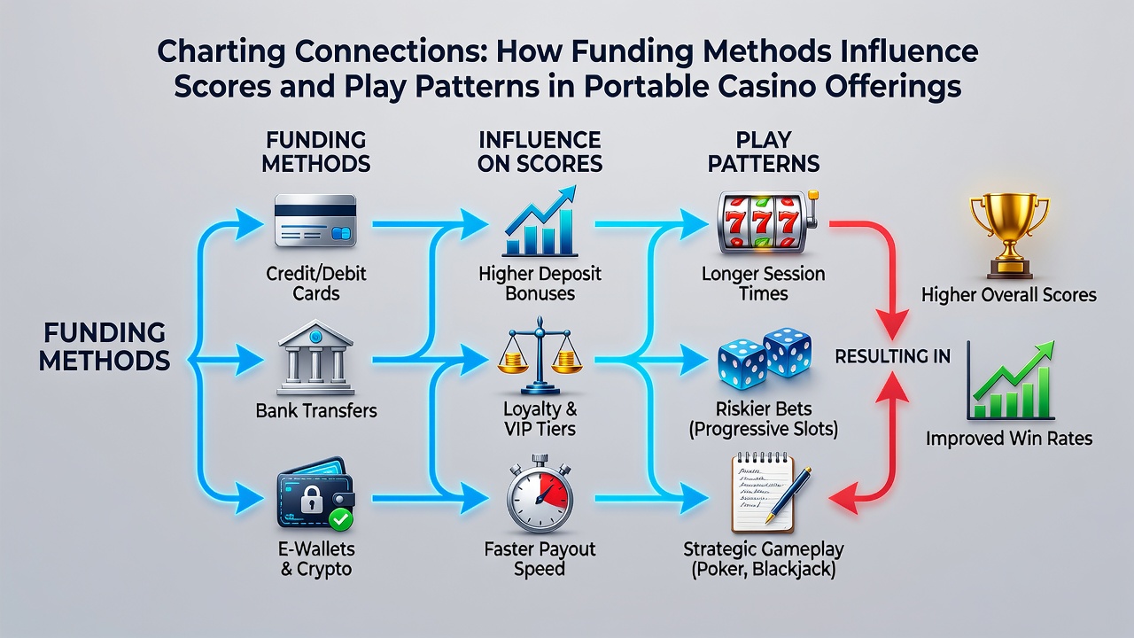 Analytics dashboard displaying connections between payment methods, user scores, and gameplay statistics for mobile casino applications