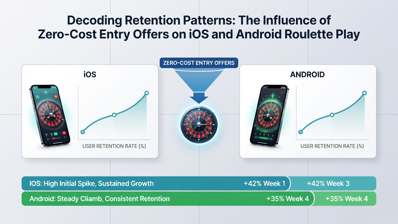 Analytics dashboard displaying retention curves for UK roulette apps with free entry offers