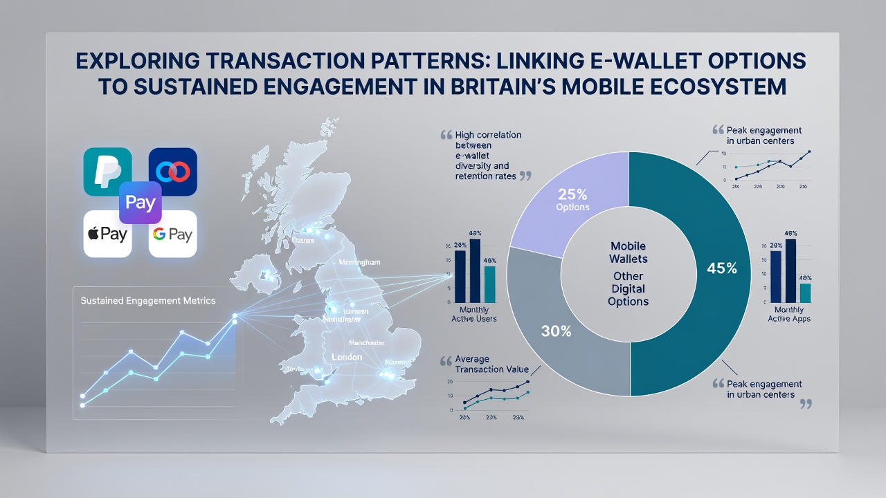 Analytics dashboard displaying e-wallet transaction trends and player retention graphs for UK mobile casino apps