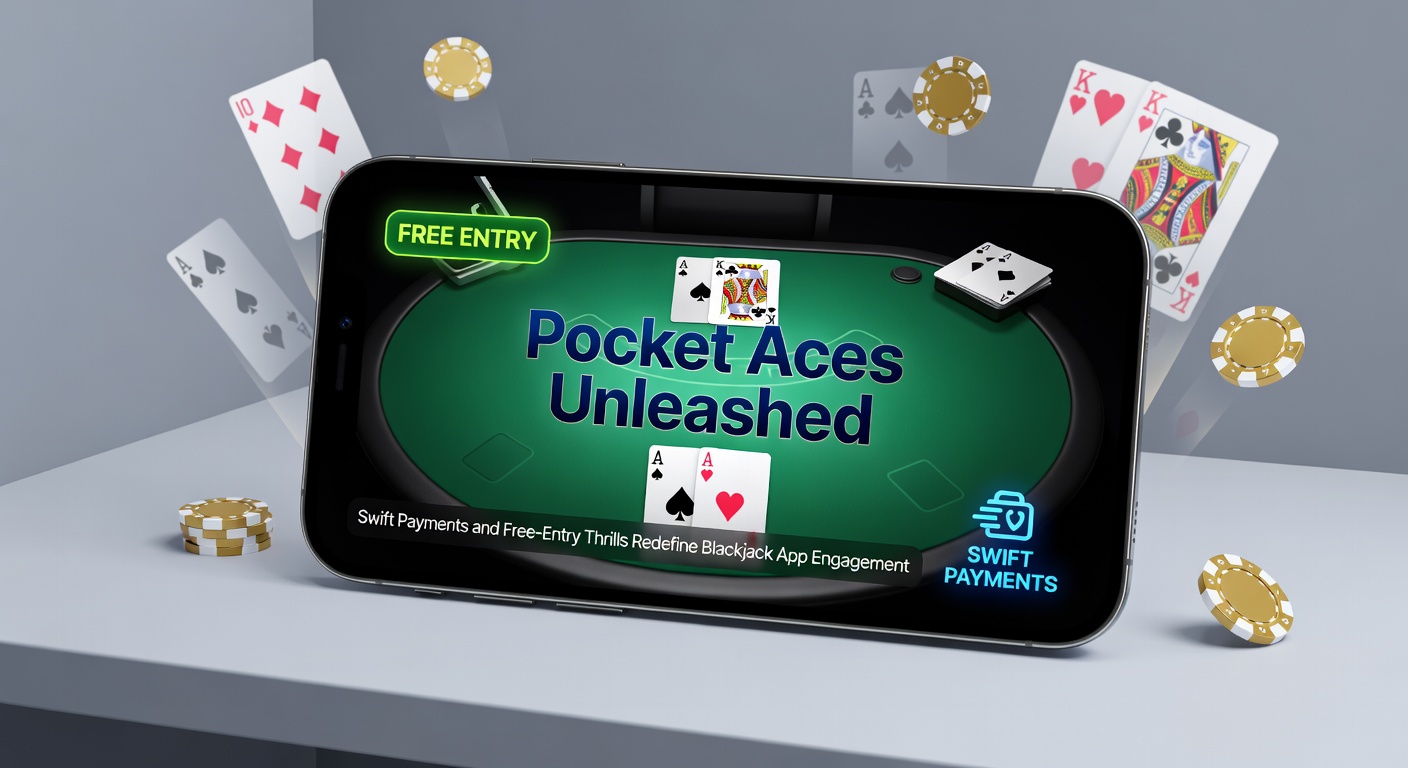 Dynamic collage of blackjack hands on mobile screens, overlaid with speedometer icons for payments and golden chips for free entries, evoking fast-paced excitement