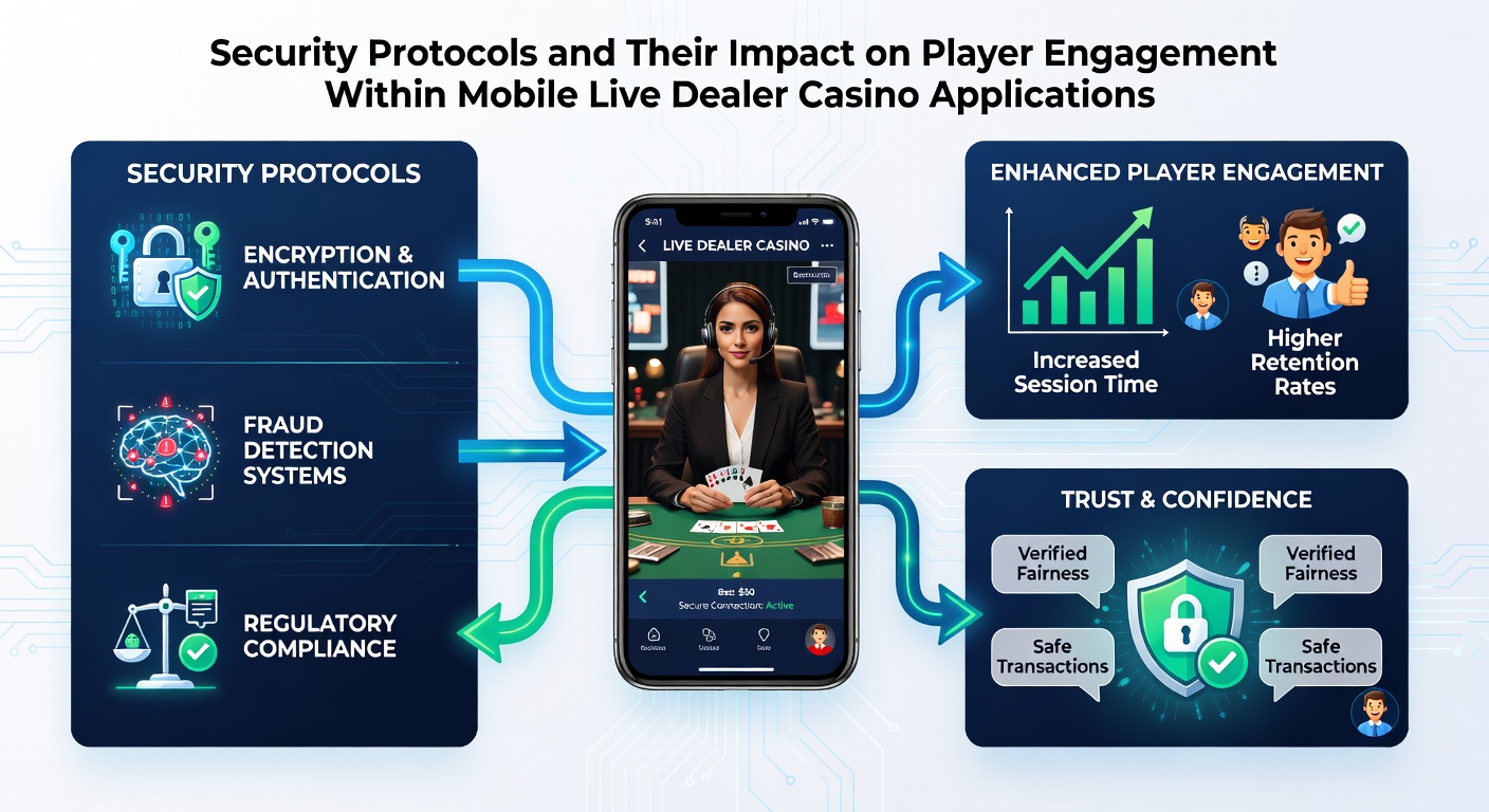 Mobile screen showing live dealer table with security badges and retention statistics overlaid