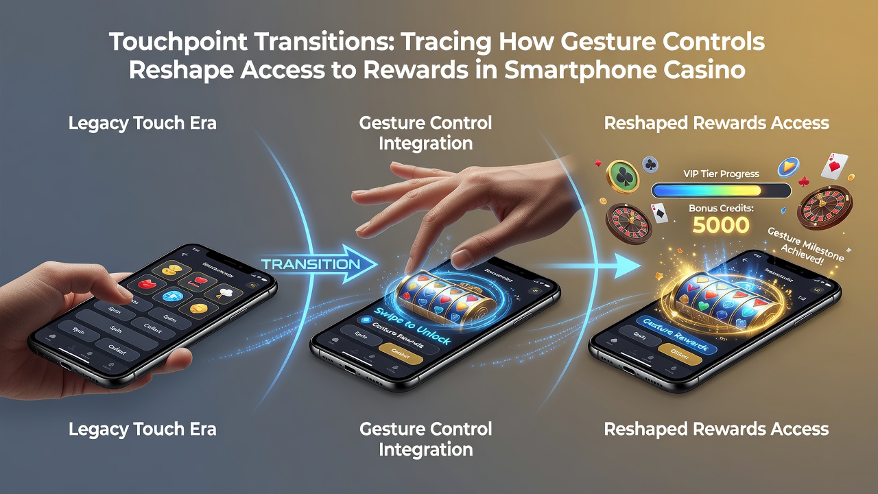 Close-up of hands performing swipe gesture on casino app showing real-time bonus unlock animation